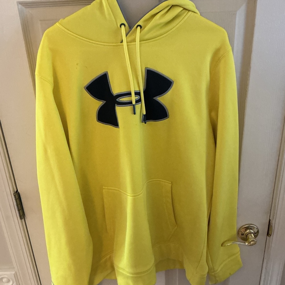 Under Armour Men’s Bright Yellow Hoodie with Black Logo XL